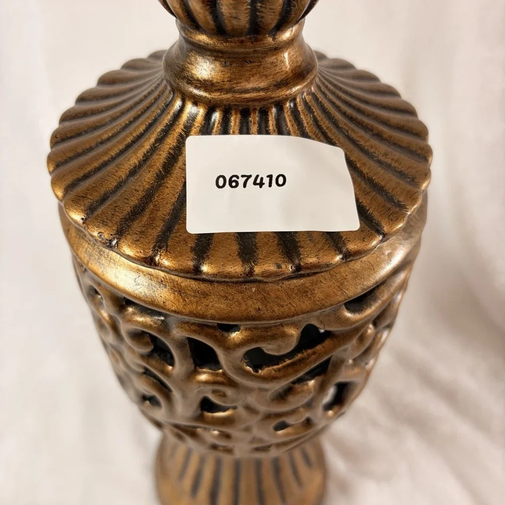 Vintage Style Hollywood Regency Lidded Urn/Jar Open work Chalice Bird Top Finial